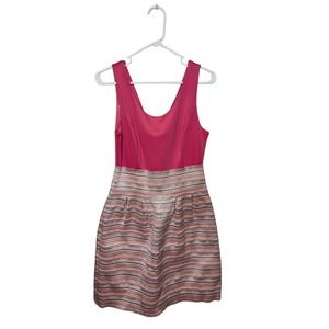 New York & Company Pink Chevron Sleeveless Dress Party Career